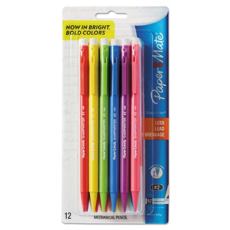 Paper Mate Sharpwriter Mechanical Pencil, 0.7 mm, HB #2.5, Black Lead, Assorted Barrel Colors, PK12 1898483C